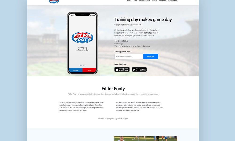 Fit For Footy – Website Design and Development